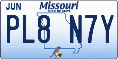 MO license plate PL8N7Y
