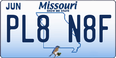 MO license plate PL8N8F