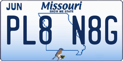 MO license plate PL8N8G