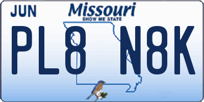 MO license plate PL8N8K