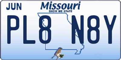 MO license plate PL8N8Y