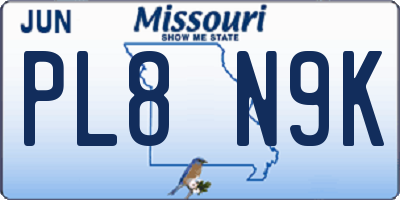 MO license plate PL8N9K