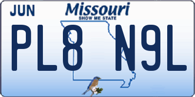 MO license plate PL8N9L