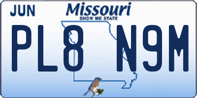 MO license plate PL8N9M