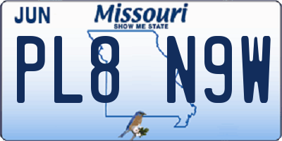 MO license plate PL8N9W