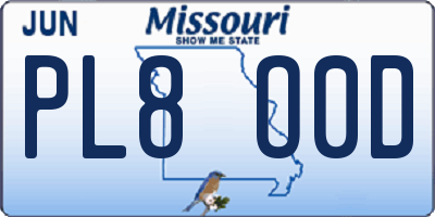MO license plate PL8O0D