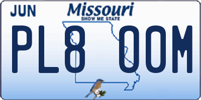 MO license plate PL8O0M