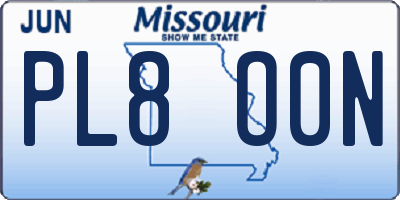 MO license plate PL8O0N