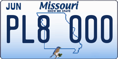 MO license plate PL8O0O