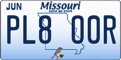 MO license plate PL8O0R