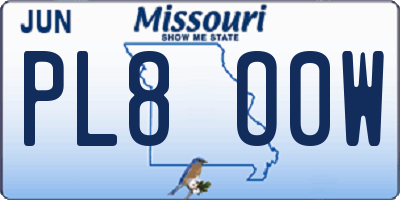 MO license plate PL8O0W