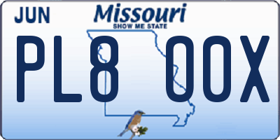 MO license plate PL8O0X