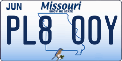 MO license plate PL8O0Y