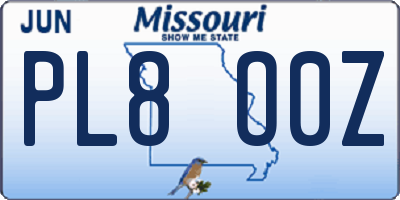 MO license plate PL8O0Z