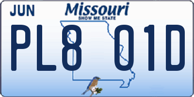 MO license plate PL8O1D