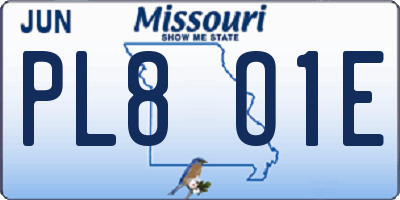 MO license plate PL8O1E