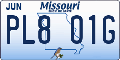 MO license plate PL8O1G