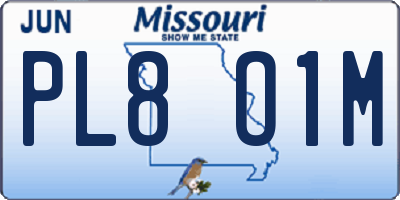 MO license plate PL8O1M