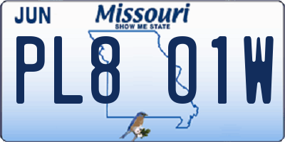 MO license plate PL8O1W