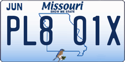 MO license plate PL8O1X