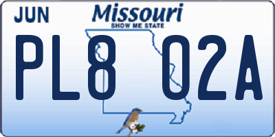 MO license plate PL8O2A