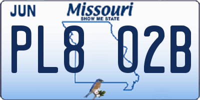MO license plate PL8O2B