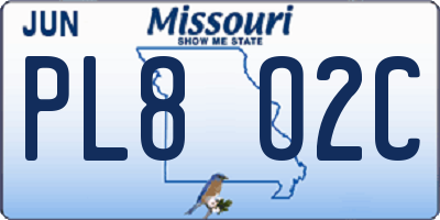 MO license plate PL8O2C
