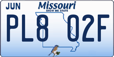 MO license plate PL8O2F