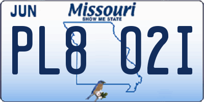MO license plate PL8O2I