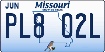MO license plate PL8O2L