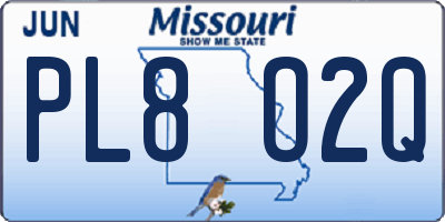 MO license plate PL8O2Q