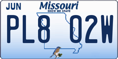 MO license plate PL8O2W