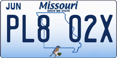 MO license plate PL8O2X