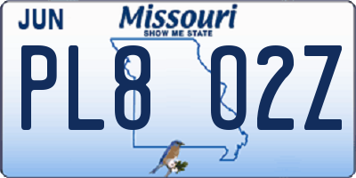MO license plate PL8O2Z