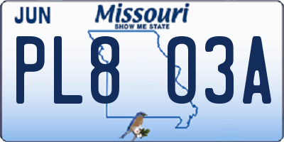 MO license plate PL8O3A