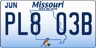 MO license plate PL8O3B