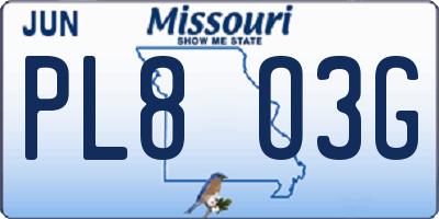 MO license plate PL8O3G