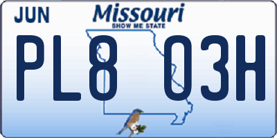 MO license plate PL8O3H