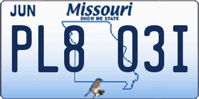 MO license plate PL8O3I