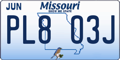 MO license plate PL8O3J