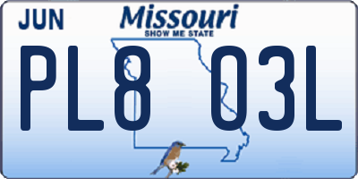 MO license plate PL8O3L