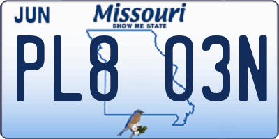 MO license plate PL8O3N