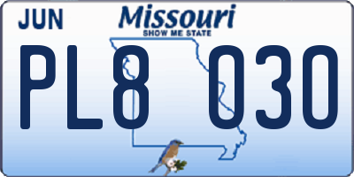 MO license plate PL8O3O