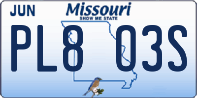 MO license plate PL8O3S