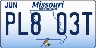 MO license plate PL8O3T