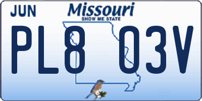 MO license plate PL8O3V