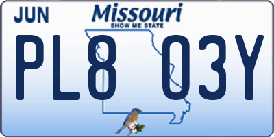 MO license plate PL8O3Y
