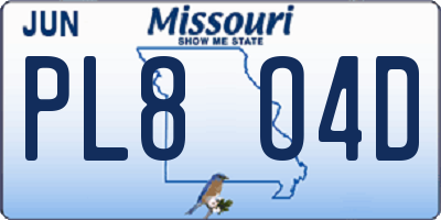 MO license plate PL8O4D