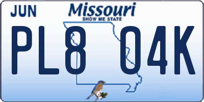 MO license plate PL8O4K