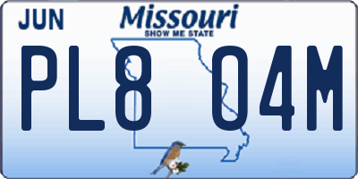 MO license plate PL8O4M